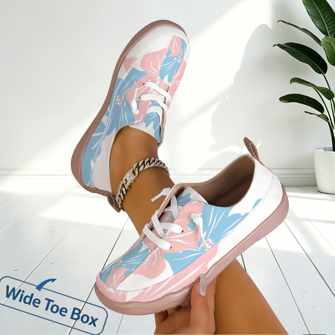Women Floral Print Wide Toe Sn - Sneaker Care For Canvas Fabrics avis et prix